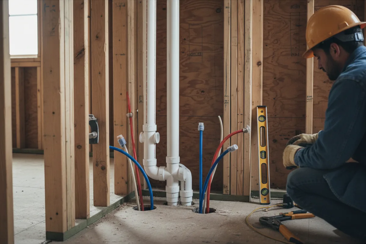Drain and supply rough-in during Sump Pump Repair in Wautoma